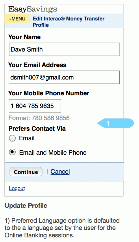 Mobile Interac e-Transfer example image 2